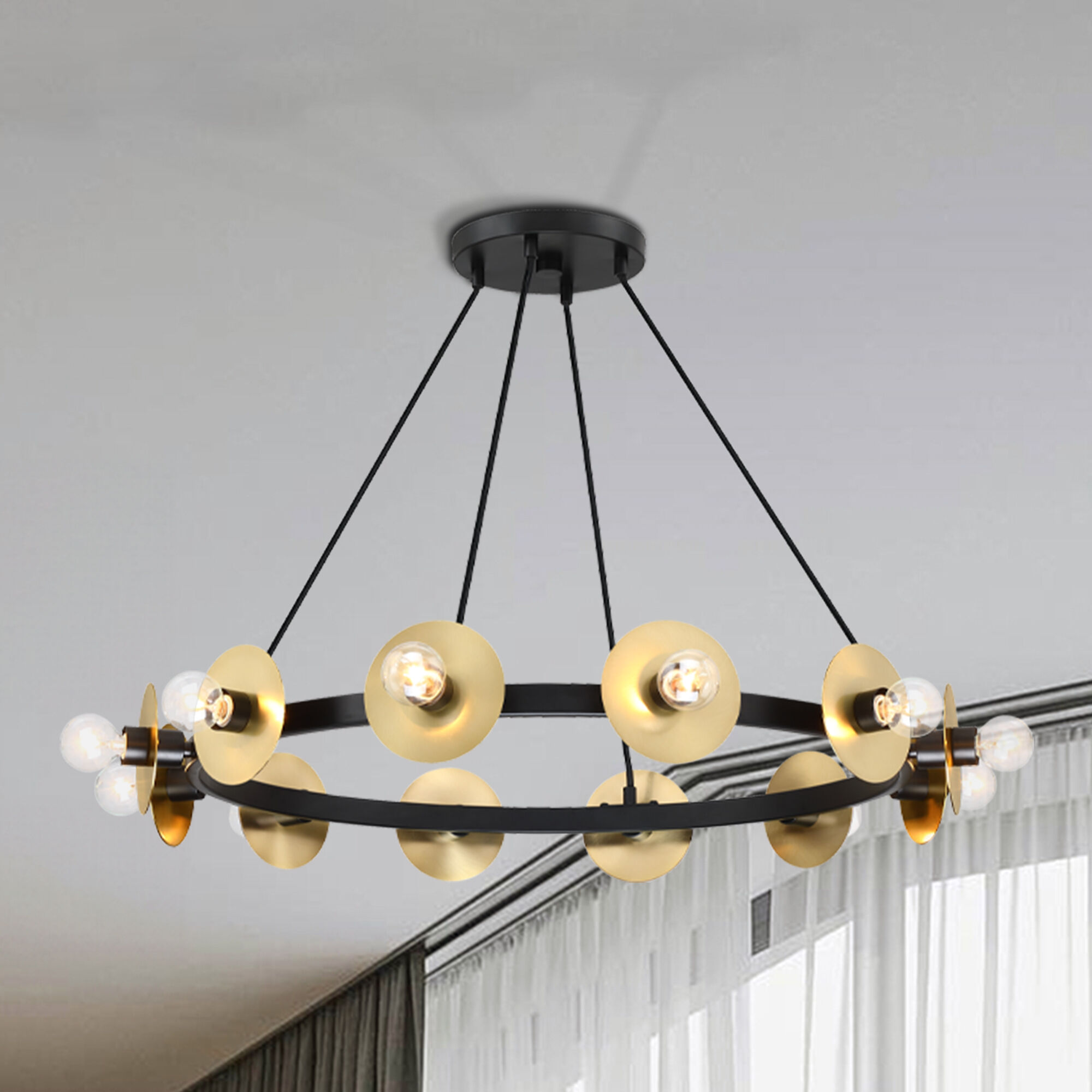 Harmoni 12 Light 30 inch Matte Black Chandelier Ceiling Light